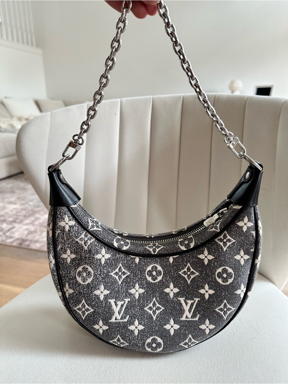 Louis Vuitton Monogram Jacquard Denim crescent shoulder bag